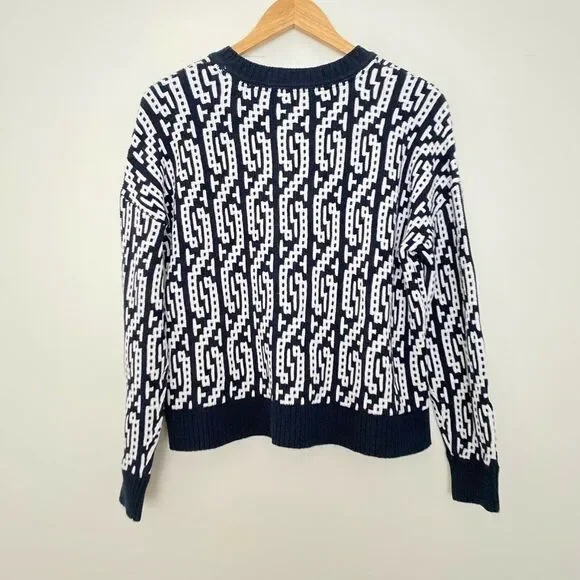 Tommy Hilfiger Womens Two Tone Cable Sweater Pullover Blue White S Small - Picture 3 of 8